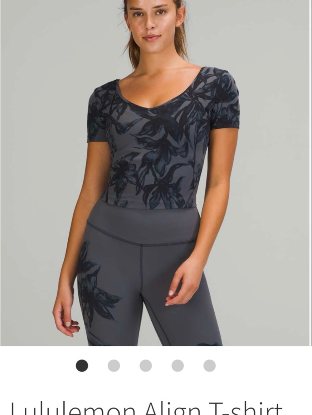 (ISO not for sale) lululemon athletica Short Sleeve Top - Dark Gray Floral